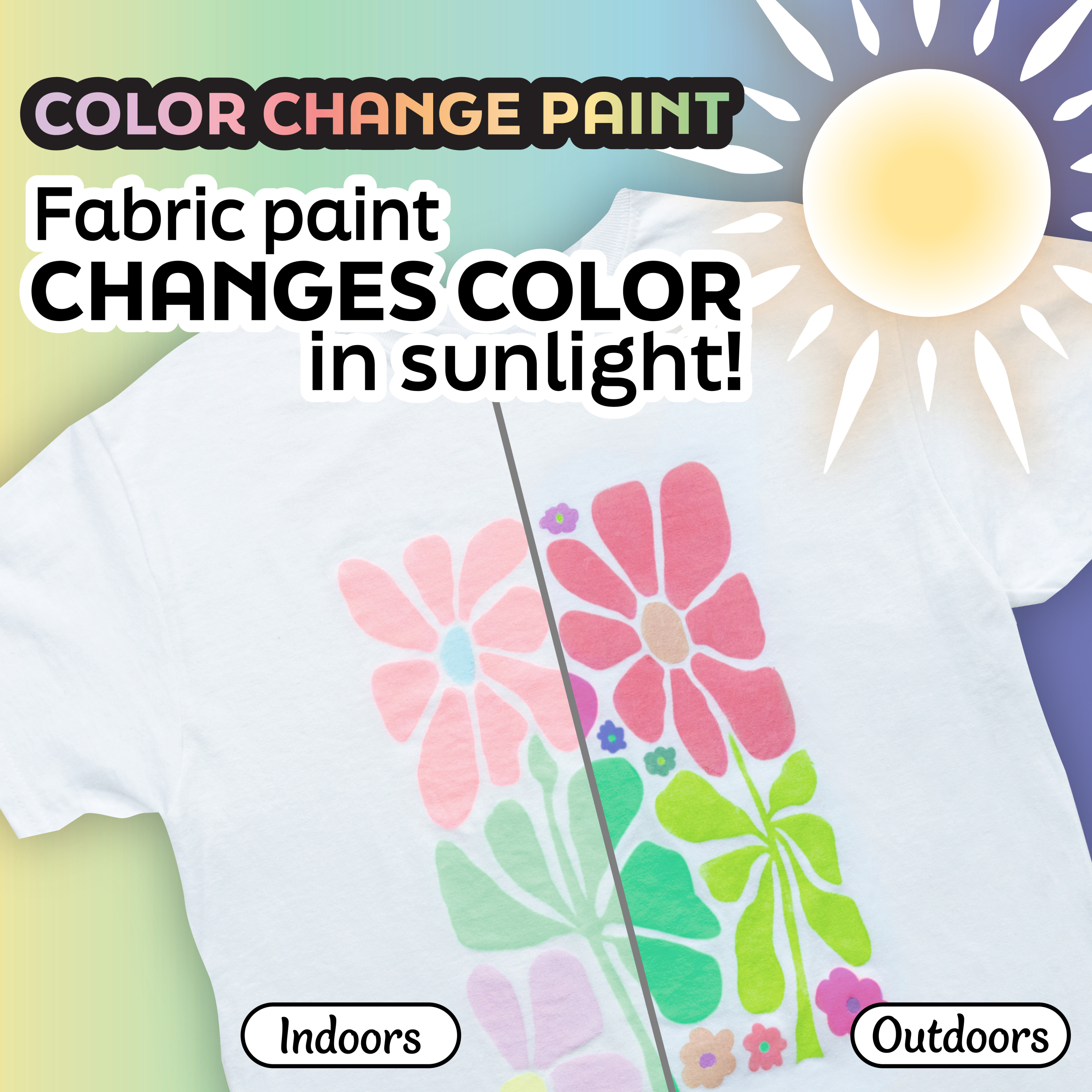 Tulip Color Change Fabric Paint Pack, Sunlight Activated, 8 Paint Bottles