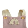 thumbnail image 3 of Newborn Baby Boys Girls Ribbed Sleeveless Rainbow Pattern Square Collar Button Romper Pink 3-6 Months, 3 of 6