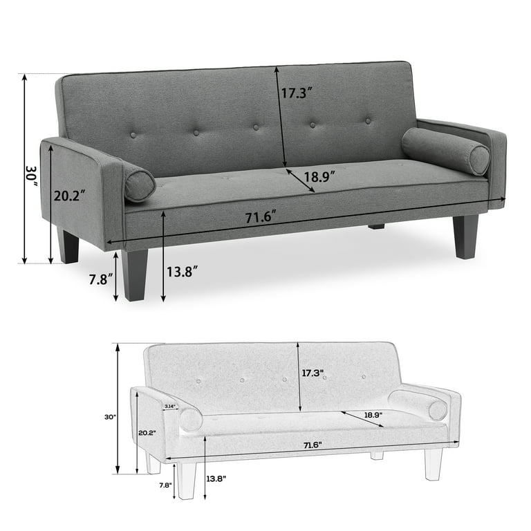 72 Futon Sofa Bed Upholstered Folding