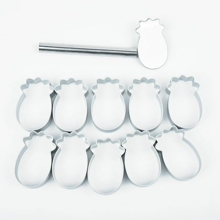 

10Pcs Pineapple Shape Cake Pie Biscuit Cutter Bread Mold with 1 Pressing Mould