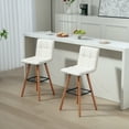 thumbnail image 2 of HOMCOM Bar Stool Set of 2 Upholstered Kitchen Stool w/ Wood Legs, White, 2 of 10