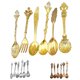 thumbnail image 3 of Cucharas y Tenedor Vintage Sunnimix Estilo Real Tallado Oro, 3 of 7