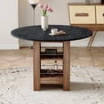 thumbnail image 3 of StnTalk 42 Inch Round Dining Table with 2-Tier Storage Shelf, Modern Walnut Finish MDF Kitchen Table for 4–6 People, Wooden Circle Dining Table for Dining Room Apartment, 3 of 8
