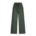 thumbnail image 4 of RYDCOT Women's Casual Cotton Linen Pants Elastic Waist Drawstring Solid Color Lounge Pants with Pockets Green, 4 of 7