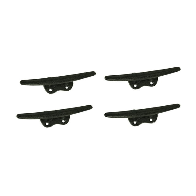 Set of 4 Brown Cast Iron Nautical Cleat Wall Hooks/Drawer Pulls