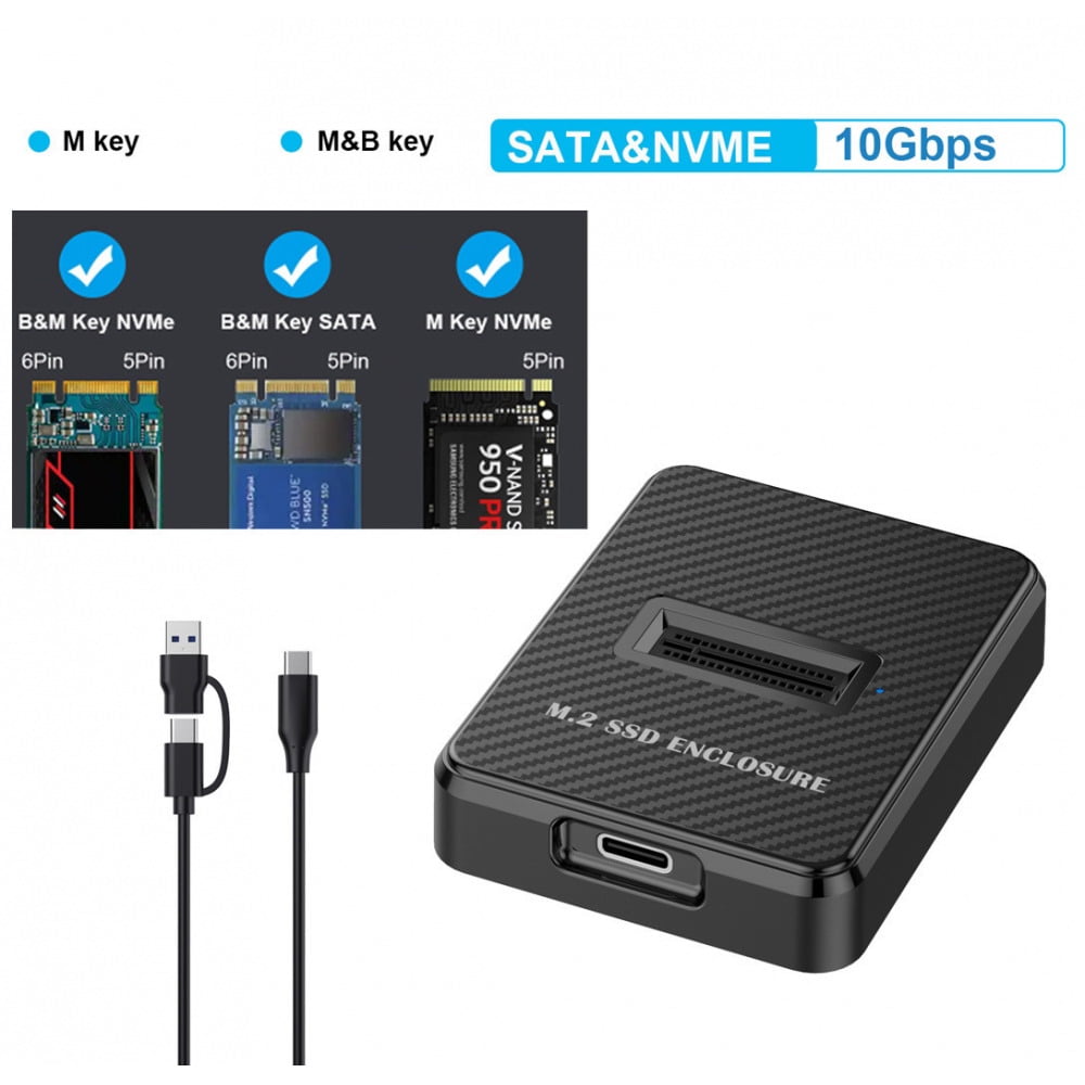 FVH USB 3.0 USB-C Type-C to NVME M-key M.2 NGFF SATA SSD Docking Vertical External PCBA Case Enclosure RTL9210B Chipset