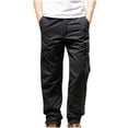 thumbnail image 2 of Pejock Men's Cargo Pants Elastic Waist, Full Length Casual Trousers with Zipper Pockets, Soft Polyester Outdoor Wear, Adjustable Comfort Fit, 2 of 4