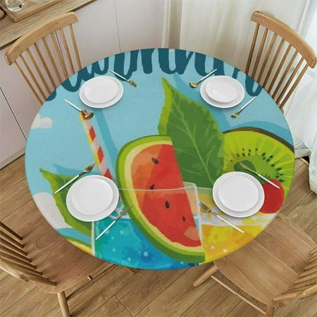 

Autua Fruit Round Tablecloth Stain Resistant and Washable 100% Polyester Table Cover for Indoor Outdoor Kitchen Dining Wedding Parties - Picnic Farmhouse Theme 31 -35
