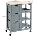 thumbnail image 2 of NovaCraft  Rolling Kitchen Island Cart, Bar Serving Cart, Compact Trolley on Wheels with Wood Top, Shelves & Drawers for Home Dining Area, Grey, 2 of 9