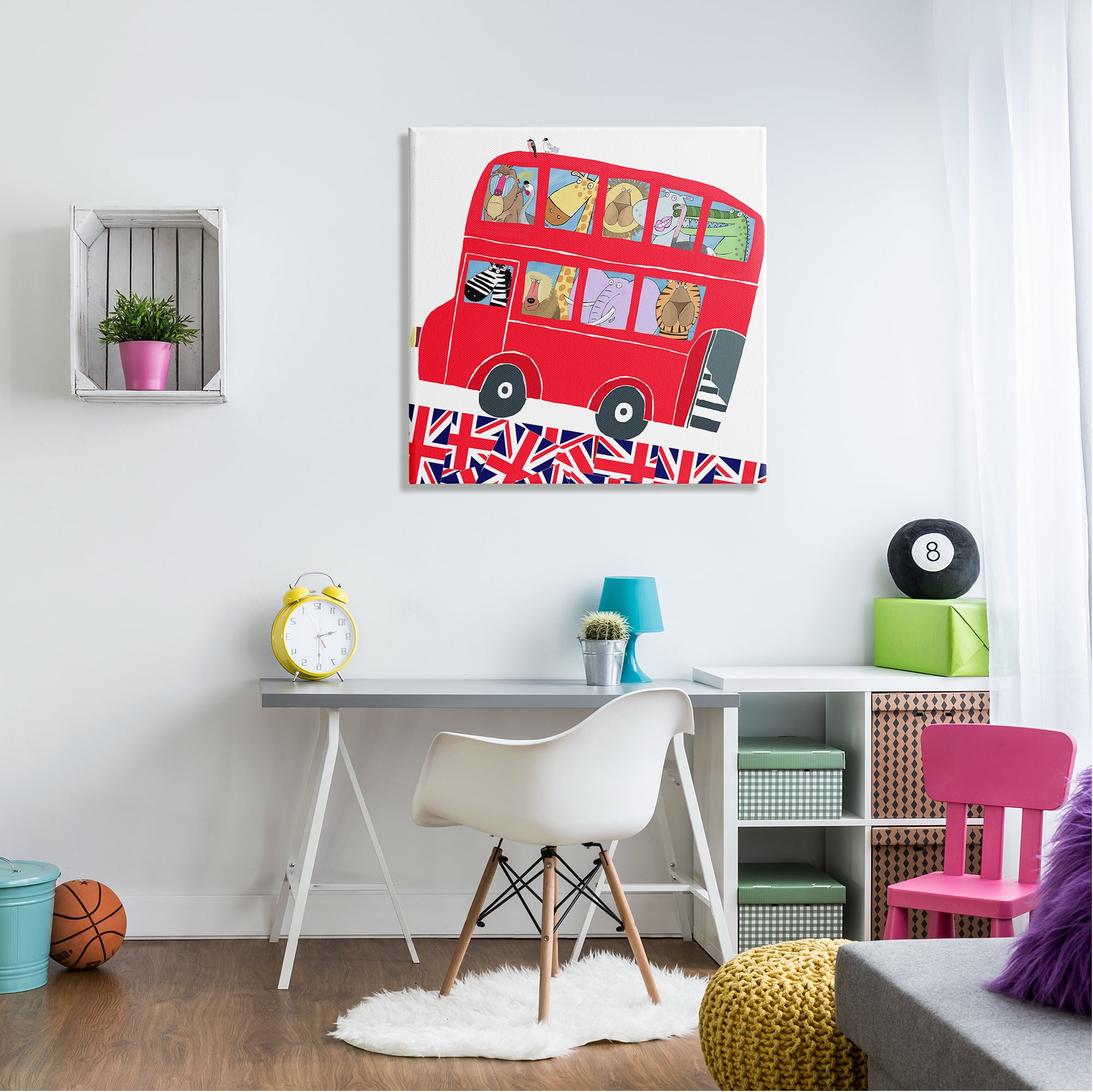 Stupell Industries UK Travel Animal Bus Animals & Insects Painting Gallery Wrapped Canvas Print Wall Art, 30 x 30