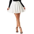 thumbnail image 4 of FALDA DE DENIM MINI A-LINE DE CINTURA ALTA PARA MUJERES INSPIRE CHIC CON CINTURÓN L BLANCO-01, 4 of 6