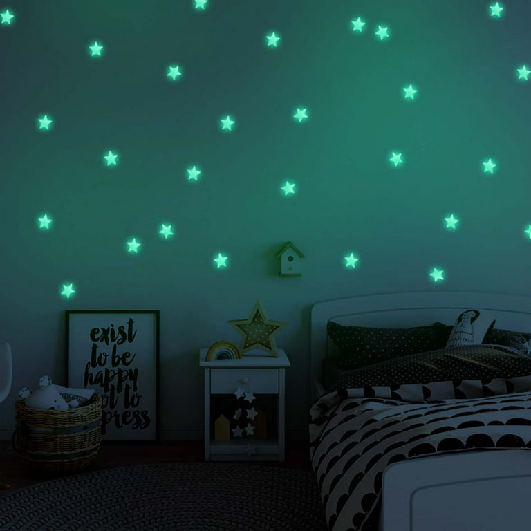 100 Wall Glow In The Dark Stars Stickers Baby Kids Nursery Bed Room Ceiling  Cute