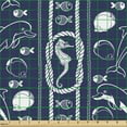 thumbnail image 2 of Nautical Sofa Upholstery Fabric by the Yard, Outline Design Sea Creatures Fishes Dolphins and Seahorse with Sailor Robs, Decorative Fabric for DIY and Home Accents, Indigo and White by Ambesonne, 2 of 5