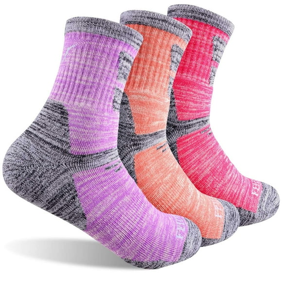 Feideer Women'S Hiking Walking Socks 3-Pack Outdoor Recreation Socks Wicking Cushion Crew Socks (3Ws19103-M)