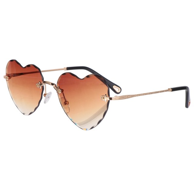 1 pieza de gafas de sol sin marco con bordes gruesos y forma de corazón ondulado.