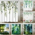thumbnail image 2 of Nature Shower Curtain Green Plants Tropical Forest Landscape Hanging Curtain Polyester Fabric Bathroom ration Set With, 2 of 7