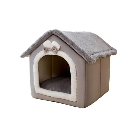 Outdoor Cat House Weatherproof for Winter,Collapsible Warm Cat Houses for Outdoor/Indoor Cats,Feral Cat Shelter with Removable Soft Mat,Easy to Assemble Igloo Dog House for Small Dogs 15.4*12.6*12.6in