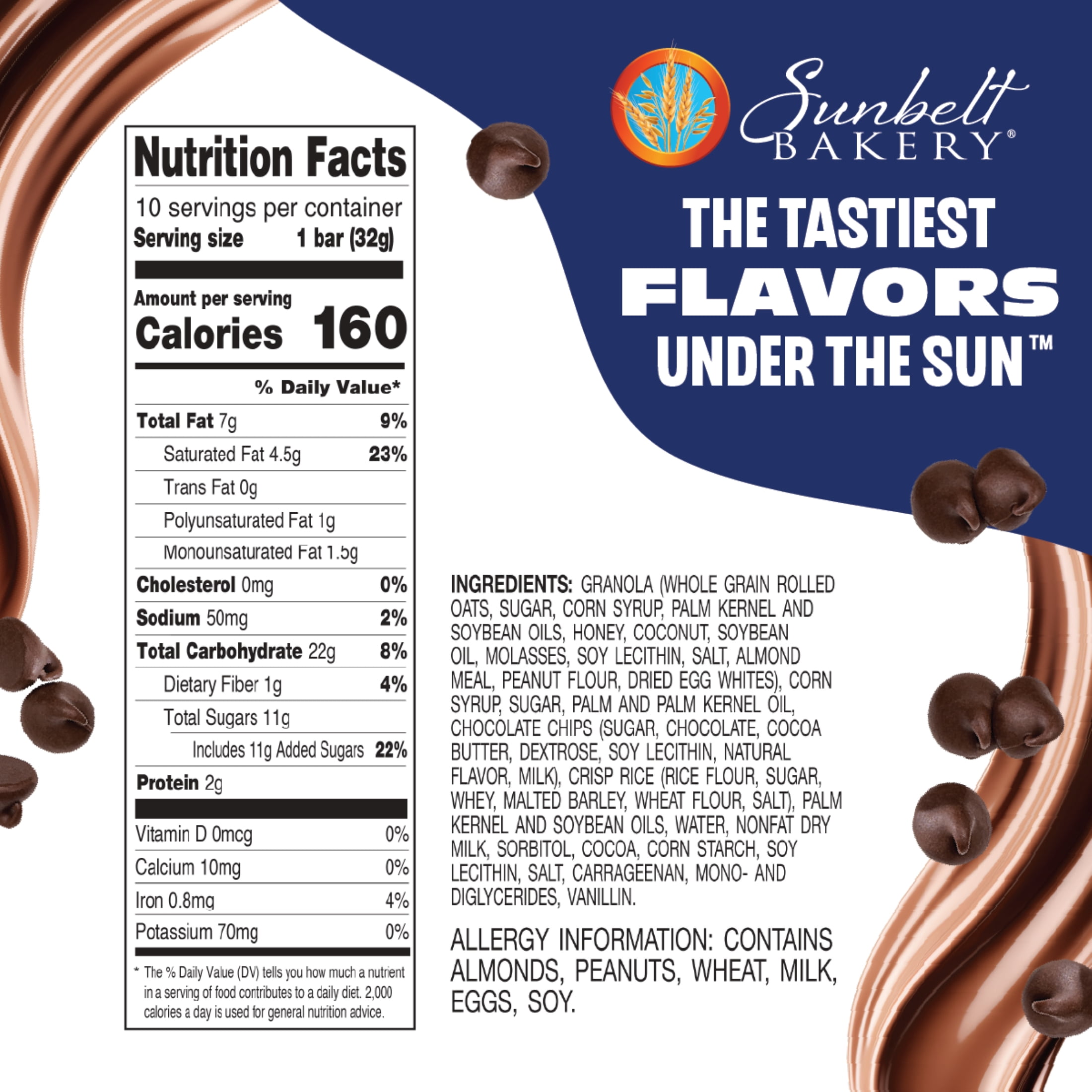 Sunbelt Bakery Fudge Dipped Chocolate Chip Chewy Granola Bars, 120 Bars (12 Boxes), 135.12 oz