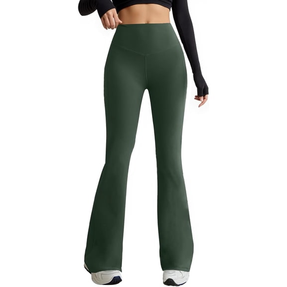 Flare Leggings for Women High Waist Yoga Pants with Pockets Tummy Control Workout Gym Bootcut Leggings