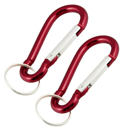 Camping Hiking Aluminium Alloy Carabiner Hook Ring Keyring Red 2 Pcs