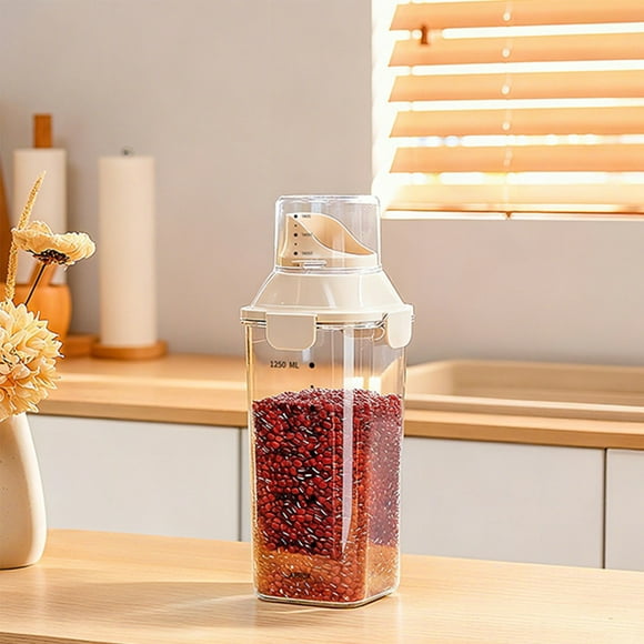 Czzoypi Measuring Cup Storage Container, Transparent Kitchen Storage Box with Sealed Lid, Dry Food Storage Containers for Pantry Organization, Airtight Canister for Grains Snacks Flour Sugar