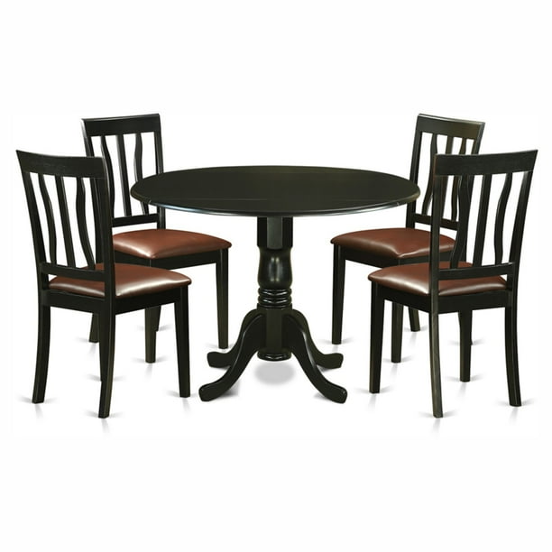 East West Furniture Dublin 5 Piece Drop Leaf Dining Table Set with