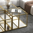 thumbnail image 4 of Contemporary Metal and Glass Large Square Coffee Table - Gold, 4 of 7