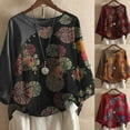 thumbnail image 2 of BKQCNKM Fall Clothes For Women 2023 Oversized Tshirts Shirts For Women Women Autumn Tops Plus Size Button Flower Long Sleeve T-Shirt Blouse Workout Tops For Women Black XL, 2 of 4