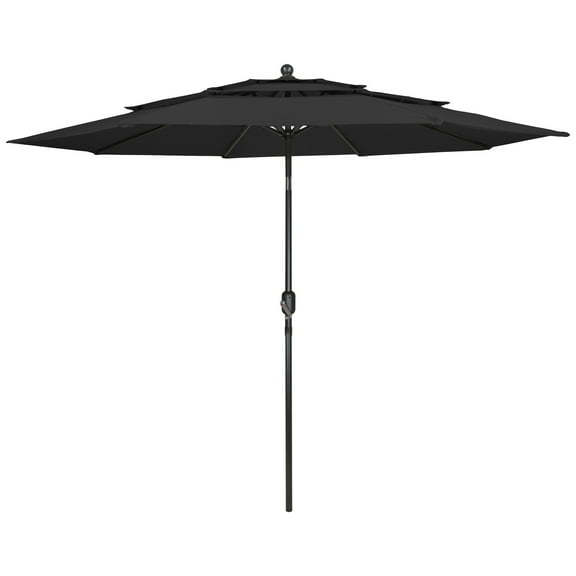 Northlight 9.75ft Outdoor Patio Market Umbrella with Hand Crank and Tilt, Black