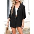 thumbnail image 4 of Women's Open Front 3/4 Ruffled Sleeve Lightweight Beach Chiffon Kimono Cardigan Swimsuit Cover Ups, 4 of 5