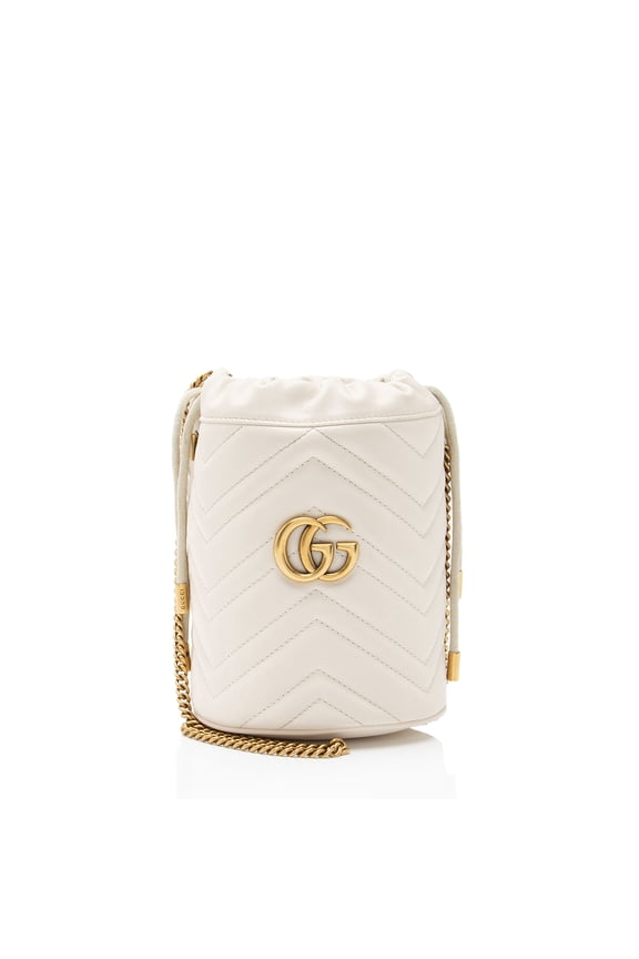 Pre-Owned Gucci Matelasse Leather GG Marmont Small Bucket Bag
