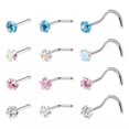 thumbnail image 2 of K-KED Punk Zircon Nose Stud Surgical Steel Nose Ring Lip Rings Body Piercing Jewelry~-11, 2 of 9