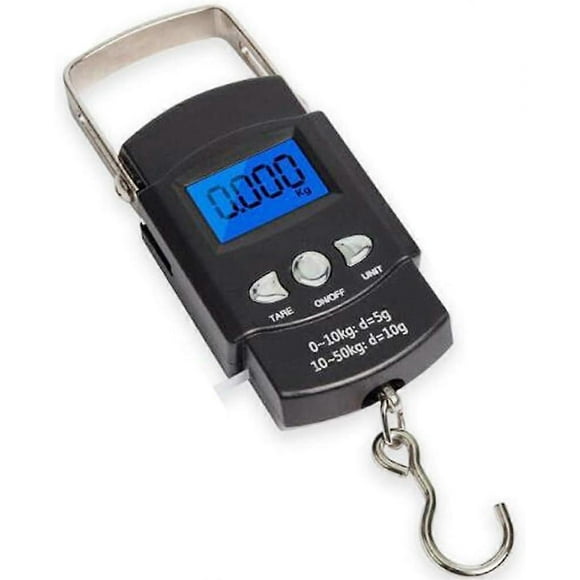 Fishing scale 110 lbs/50 kg backlit LCD screen, portable electronic scale digital fish hook hanging scale with measuring tape