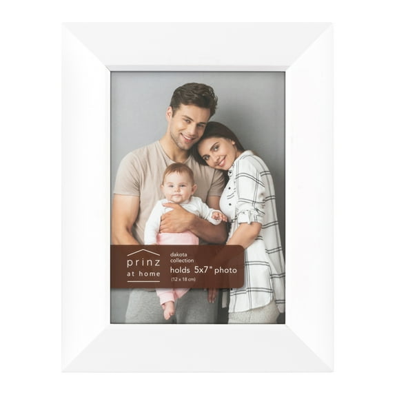 Prinz Dakota 5-inch x 7-inch Wall Hanging or Tabletop Wood Picture Frame, White