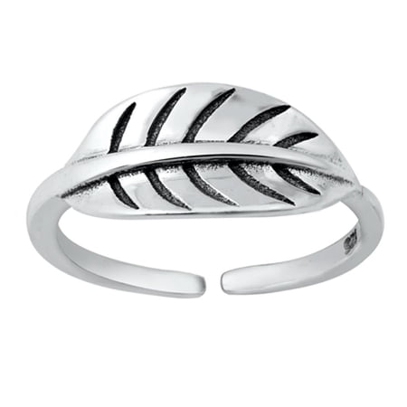 Sterling Silver Leaf Toe Ring Adjustable Midi Band 925 New Jewelry Female Unisex