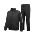 thumbnail image 2 of Men's 2Pc Full Zip Tracksuit, 4 Way Stretch with Reflective Stripes & Zipper Pockets, Straight Leg for Golf Running Gym Black S, 2 of 8