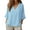 #0335-Blue, variant on Favoffer Womens Summer V Neck Short Sleeve Blouse Solid Color Cotton Linen Blend Loose Fit Casual Shirt with Ruffle Shoulder for Daily Wear
