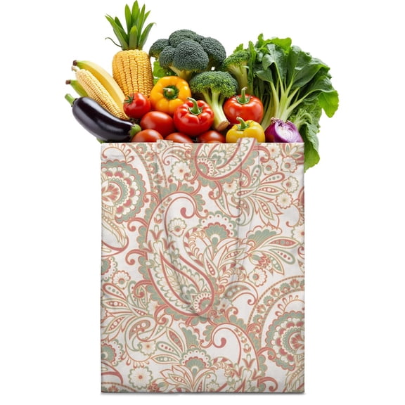 Eco-Friendly Reusable Grocery Bag - Floral Retro Foldable Tote for Daily Use, Washable & Durable