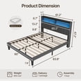 thumbnail image 4 of Queen Upholstered Platform Bed Frame with Charging Station & LED Lights – Wingback Headboard, Wood Slat Support, Noise-Free, No Box Spring Needed, Dark Gray, 4 of 10