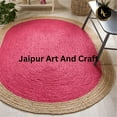 thumbnail image 3 of Jaipur Art And Craft Hand Braided Oval Braided Reversible Jute Area Rug Dark Pink with Beige Border Carpet Rug Size - (2.6x8 Sq Feet), (31x96 Inches), (78x240 CM), 3 of 6