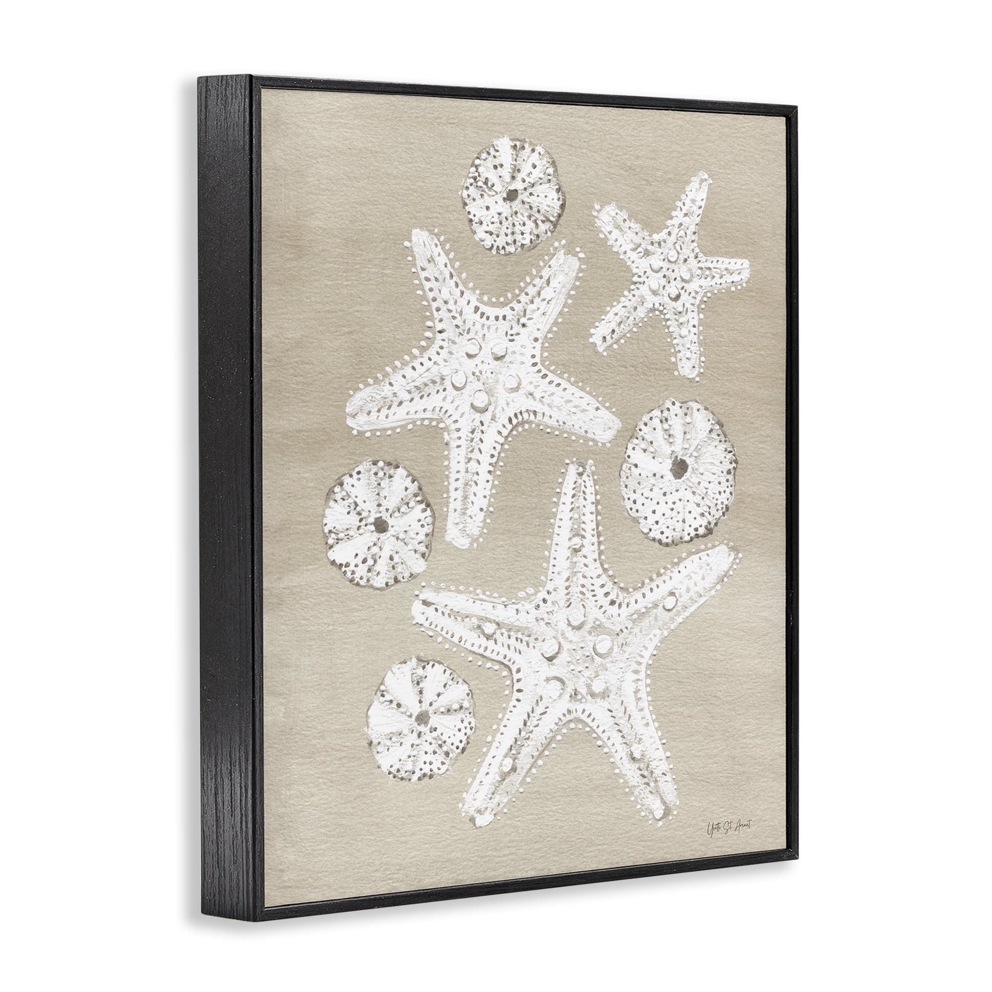 Stupell Industries Sandy Beach Treasures Coastal Painting Black Framed Art Print Wall Art, 16 x 20