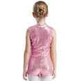 thumbnail image 5 of iiniim Kids Girls Sequins Sleeveless Short Jumpsuit Ballet Dance Biketard Gymnastics Leotard Unitard Pink 16, 5 of 6