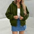 thumbnail image 5 of Stamzod Fall Jackets for Women 2025 Solid Color Long Sleeve Hooded Jacket Casual Outwear with Pocket Army Green B M, 5 of 7
