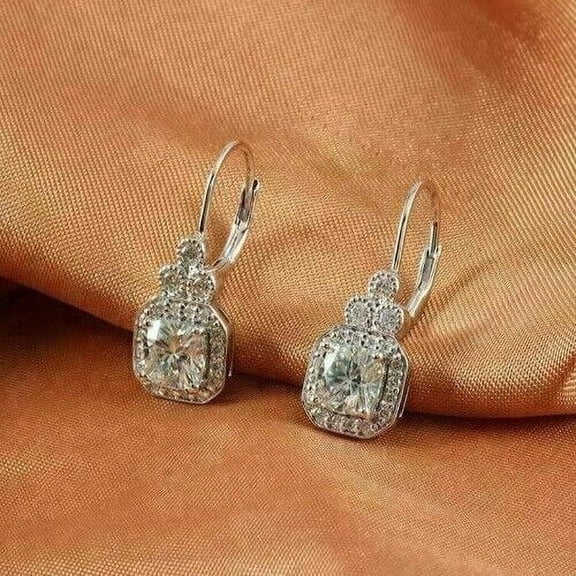 2Ct Round Cut Lab Created Diamond Drop & Dangle Earrings In 14K White Gold Plated