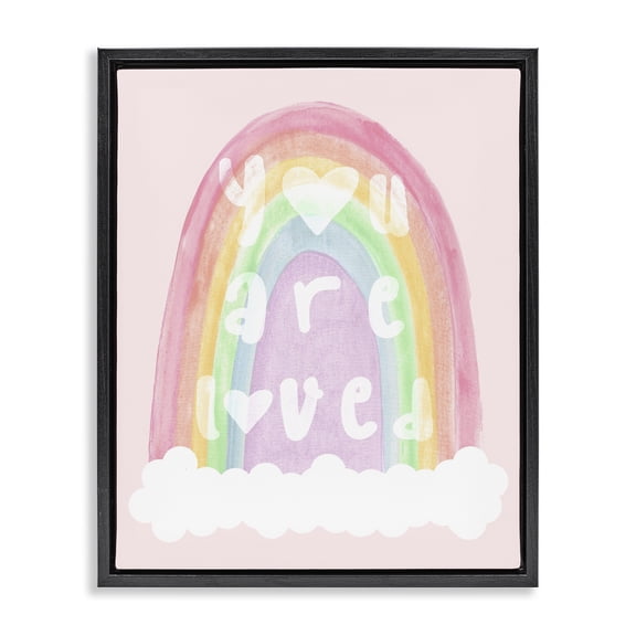 Stupell Industries Eclectic You Are Loved Pastel Phrase Black Floating Frame Canvas Art, 17 x 21, by Lil' Rue
