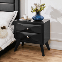 Yaheetech Modern Vintage Nightstand with 2 Drawer, Black
