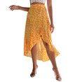 thumbnail image 1 of Gibobby faldas para niña mujer con estampado floral bohemio y estampado irregular con flecos(Amarillo, S), 1 of 5