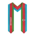 thumbnail image 2 of More design Graduation shawl Azerbaijan & United States Flag Stole Sash Honor Study Aboard International Students, 2 of 11