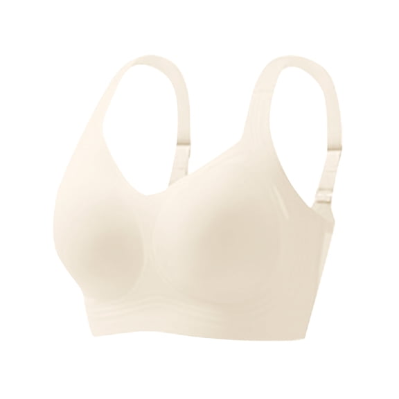 ZNQHFRE Plus Size Wireless Support Bra Full Coverage Back Smoothing Comfort No Underwear For Older & Fuller Figures White L