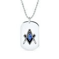 thumbnail image 3 of Bling Jewelry Mens Set of 2 Black Blue Freemason Compass Masonic Dog Tag Necklace Stainless Steel, 3 of 5